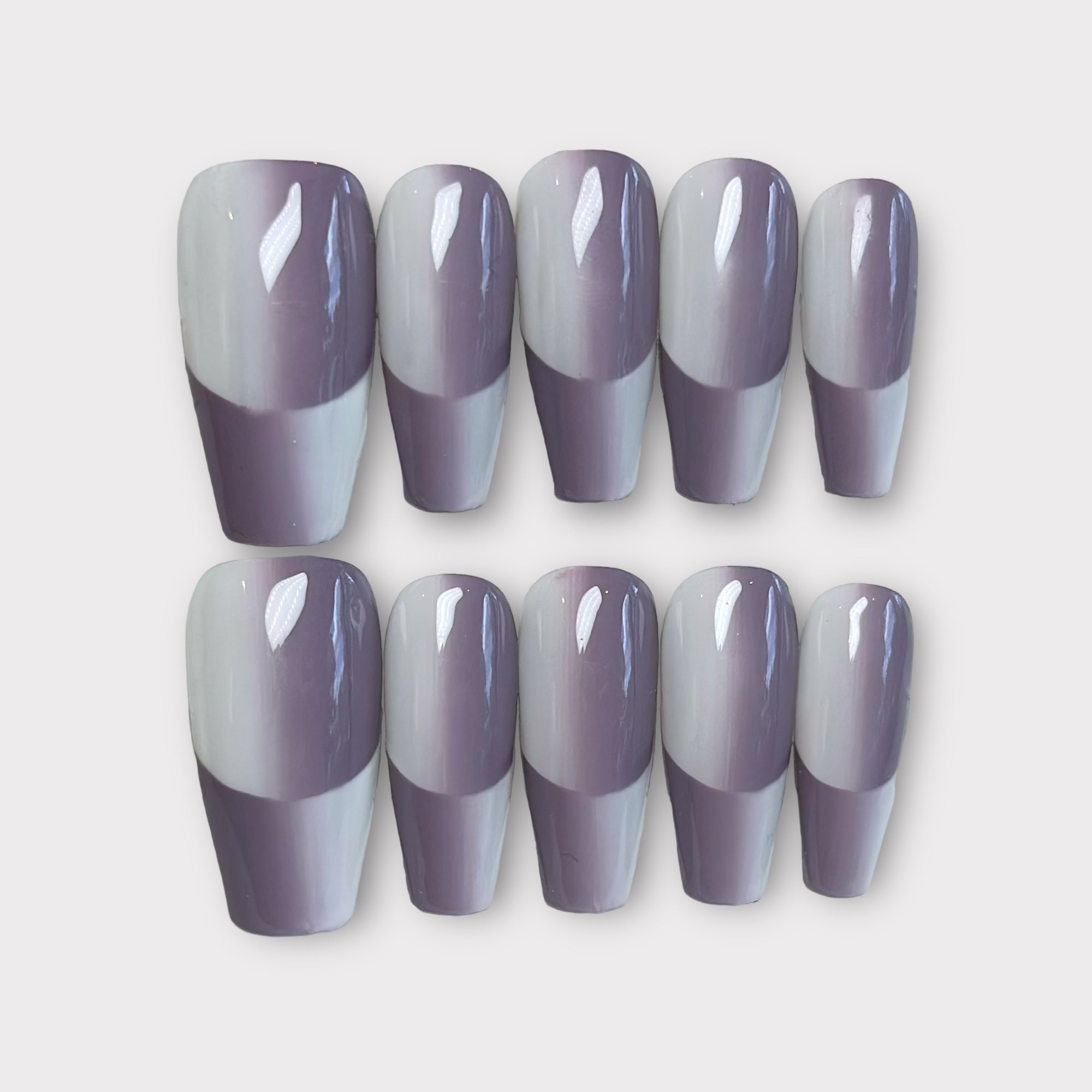 3D Purple French Coffin Press-On Nails